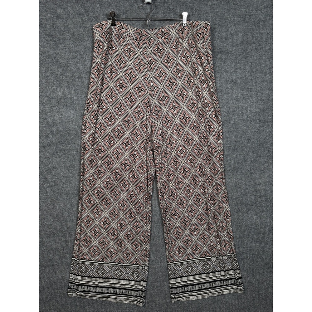 Cato Plus Size 18/20W Palazzo‎ Pants Brown Geometric Wide Leg Stretch Vacation